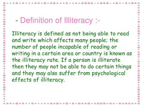 what is considered illiterate
